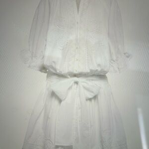Juliet Dunn White Wrap Sundress with Bishop Sleeves. Excellent condition